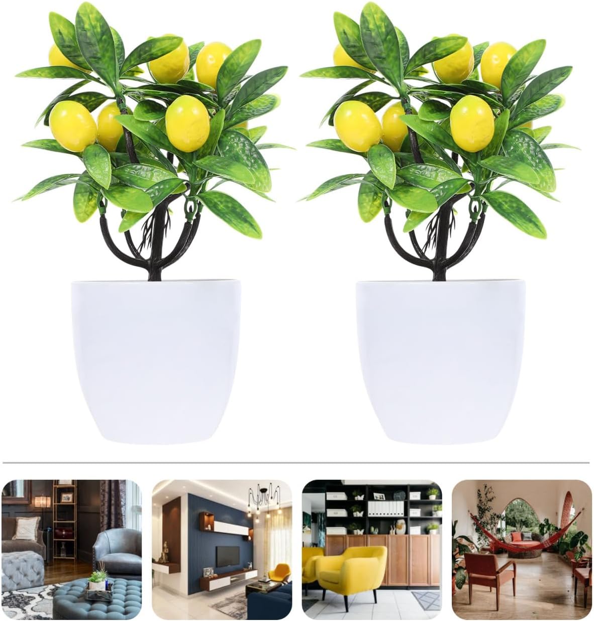 Faux Lemon Tree Artificial Potted Plant 9.44in Home Decor for Kitchen Table Centerpiece Office Wedding Cafe Bookshelf and Living Room Display