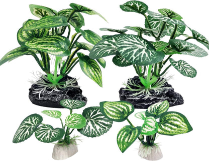 5Pack Tall Aquarium Plants - Reptile Habitat Plants Realistic Silk Fake Betta Fish Tank Decor for Terrarium Aquascaping