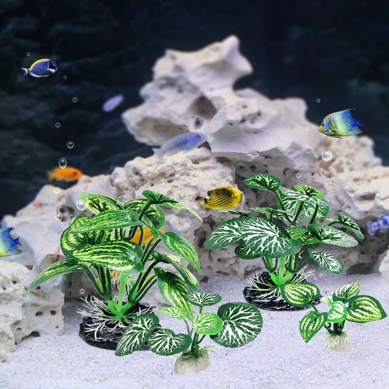 5Pack Tall Aquarium Plants - Reptile Habitat Plants Realistic Silk Fake Betta Fish Tank Decor for Terrarium Aquascaping