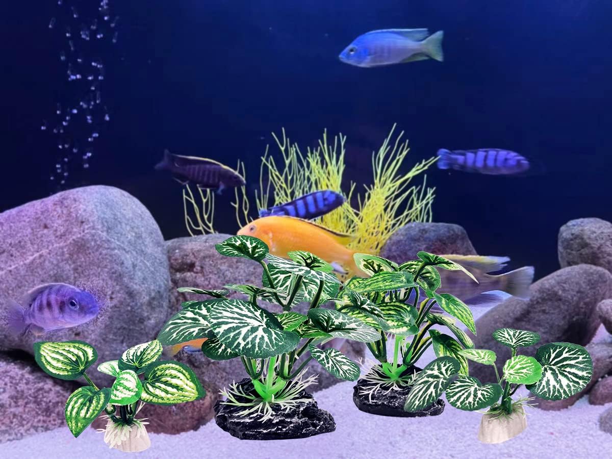 5Pack Tall Aquarium Plants - Reptile Habitat Plants Realistic Silk Fake Betta Fish Tank Decor for Terrarium Aquascaping