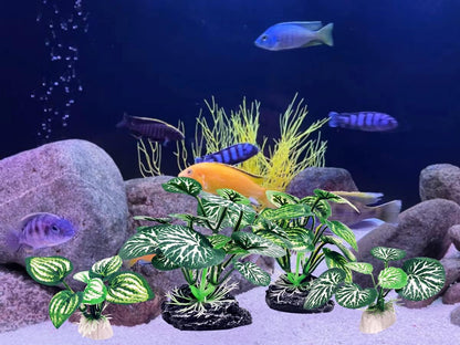 5Pack Tall Aquarium Plants - Reptile Habitat Plants Realistic Silk Fake Betta Fish Tank Decor for Terrarium Aquascaping