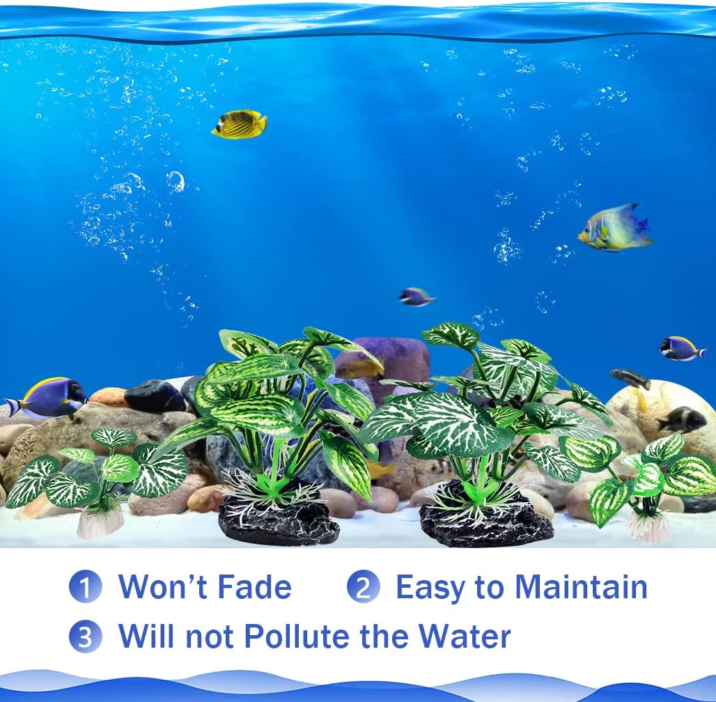 5Pack Tall Aquarium Plants - Reptile Habitat Plants Realistic Silk Fake Betta Fish Tank Decor for Terrarium Aquascaping