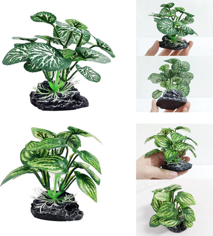 5Pack Tall Aquarium Plants - Reptile Habitat Plants Realistic Silk Fake Betta Fish Tank Decor for Terrarium Aquascaping