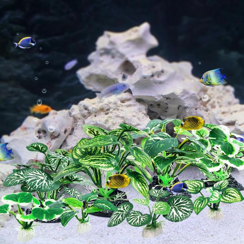5Pack Tall Aquarium Plants - Reptile Habitat Plants Realistic Silk Fake Betta Fish Tank Decor for Terrarium Aquascaping
