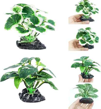 5Pack Tall Aquarium Plants - Reptile Habitat Plants Realistic Silk Fake Betta Fish Tank Decor for Terrarium Aquascaping