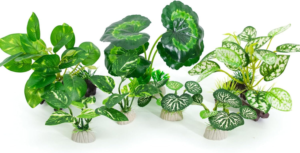 5Pack Tall Aquarium Plants - Reptile Habitat Plants Realistic Silk Fake Betta Fish Tank Decor for Terrarium Aquascaping