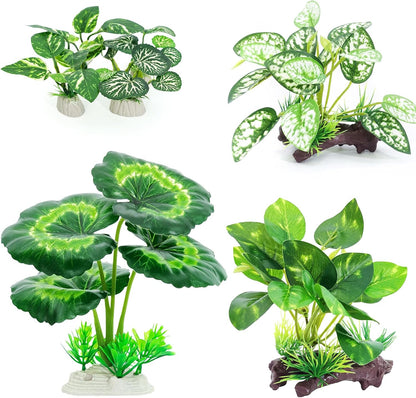 5Pack Tall Aquarium Plants - Reptile Habitat Plants Realistic Silk Fake Betta Fish Tank Decor for Terrarium Aquascaping