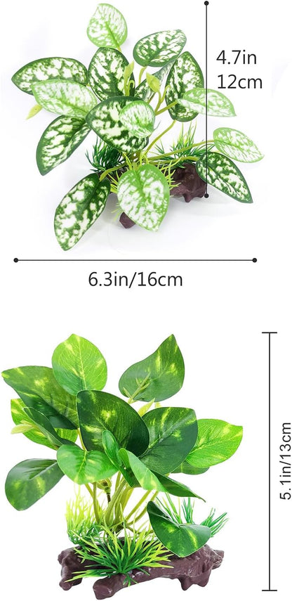 5Pack Tall Aquarium Plants - Reptile Habitat Plants Realistic Silk Fake Betta Fish Tank Decor for Terrarium Aquascaping