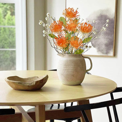 33" Yellow Artificial Mums Flowers Chrysanthemum Flowers 2Pcs Fake Spider Mum Flower Arrangement Faux Pincushion Flower with 3 Heads Long Stem for Party Centerpiece Bouquet Home Decor