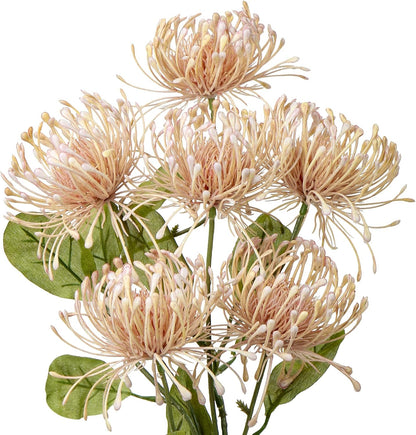 33" Yellow Artificial Mums Flowers Chrysanthemum Flowers 2Pcs Fake Spider Mum Flower Arrangement Faux Pincushion Flower with 3 Heads Long Stem for Party Centerpiece Bouquet Home Decor