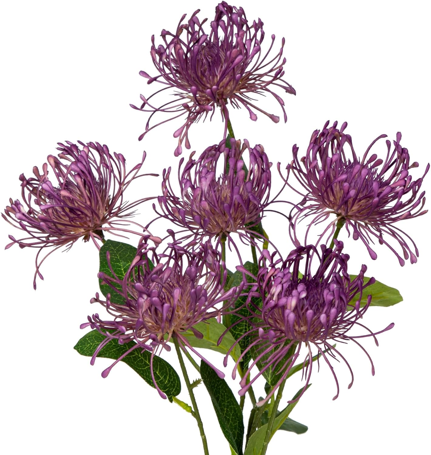 33" Yellow Artificial Mums Flowers Chrysanthemum Flowers 2Pcs Fake Spider Mum Flower Arrangement Faux Pincushion Flower with 3 Heads Long Stem for Party Centerpiece Bouquet Home Decor