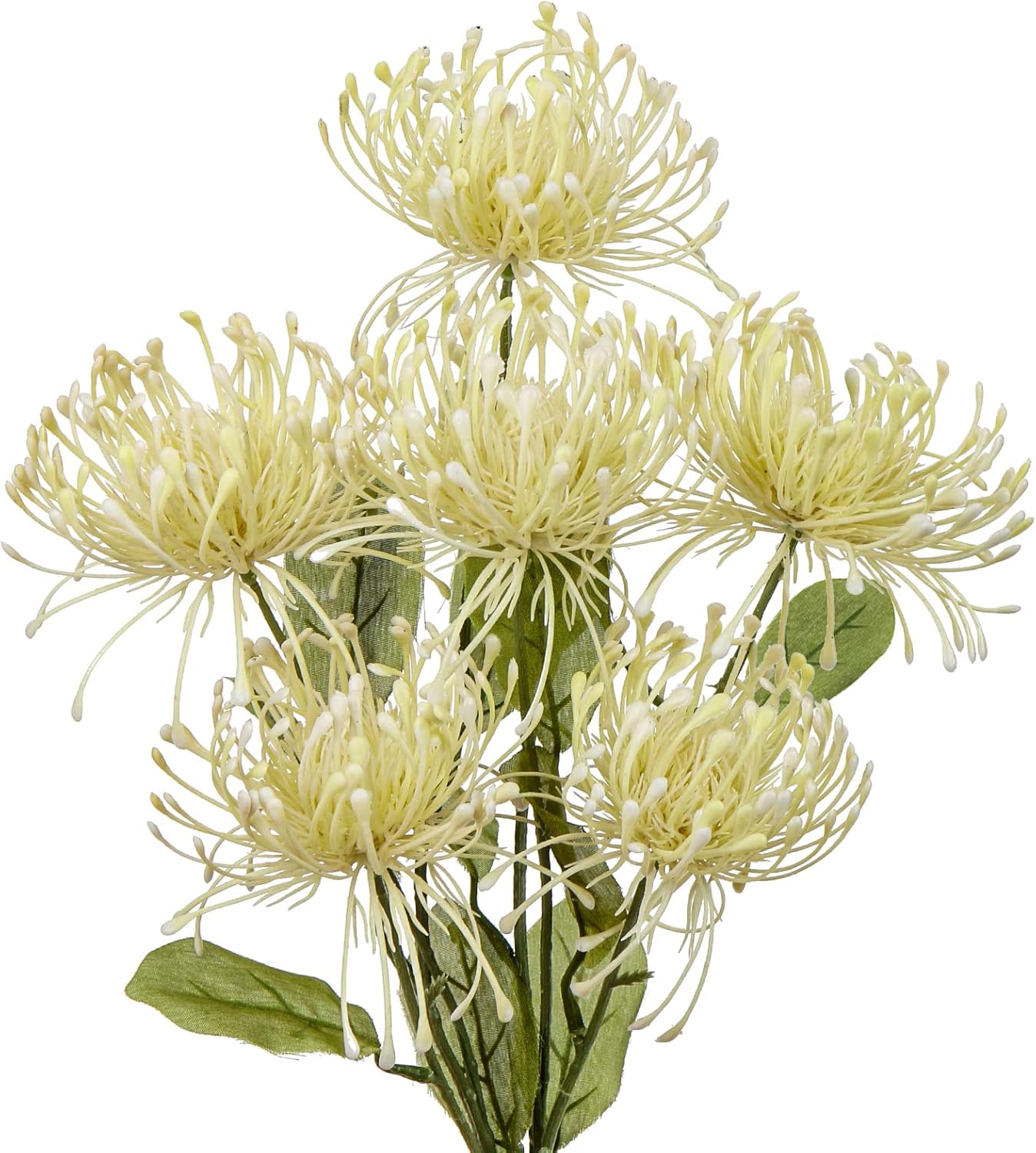 33" Yellow Artificial Mums Flowers Chrysanthemum Flowers 2Pcs Fake Spider Mum Flower Arrangement Faux Pincushion Flower with 3 Heads Long Stem for Party Centerpiece Bouquet Home Decor