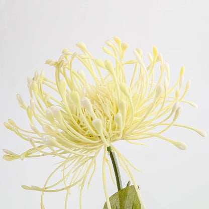 33" Yellow Artificial Mums Flowers Chrysanthemum Flowers 2Pcs Fake Spider Mum Flower Arrangement Faux Pincushion Flower with 3 Heads Long Stem for Party Centerpiece Bouquet Home Decor