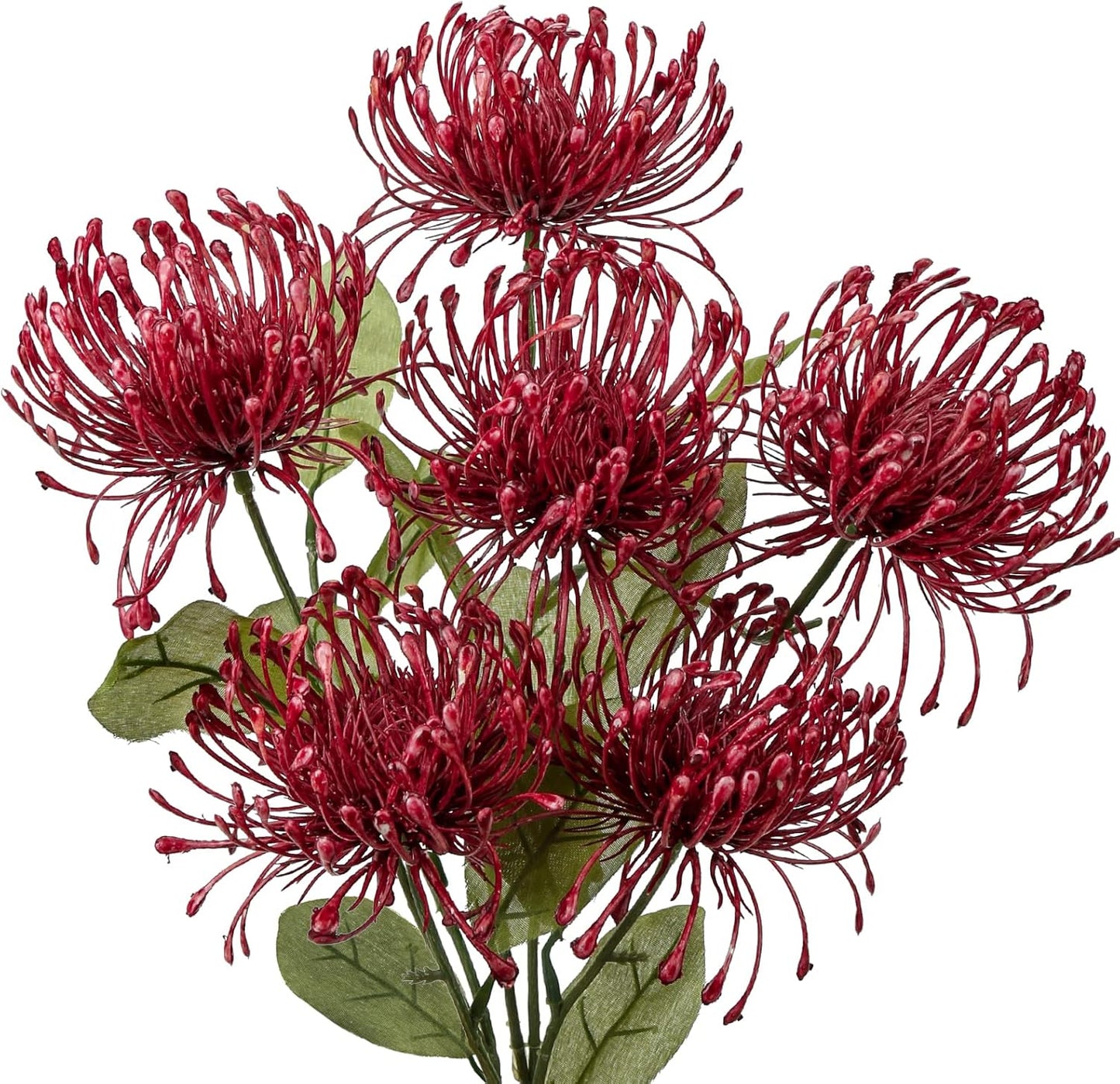 33" Yellow Artificial Mums Flowers Chrysanthemum Flowers 2Pcs Fake Spider Mum Flower Arrangement Faux Pincushion Flower with 3 Heads Long Stem for Party Centerpiece Bouquet Home Decor