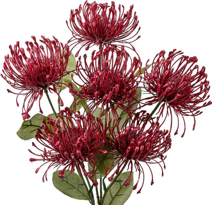 33" Yellow Artificial Mums Flowers Chrysanthemum Flowers 2Pcs Fake Spider Mum Flower Arrangement Faux Pincushion Flower with 3 Heads Long Stem for Party Centerpiece Bouquet Home Decor