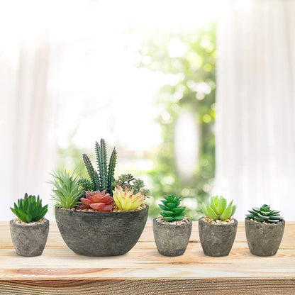 Succulents Plants Artificial 4 Pack, Mini Fake Succulents in Pots, Assorted Small Faux Succulent Decorative for Living Room Home Office Decor