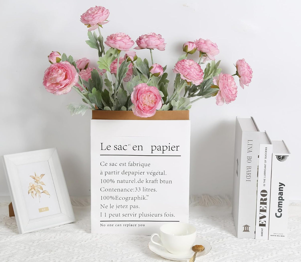 Pink Peonies Artificial Flowers 6pcs Pink Artificial Ranunculus Flowers18Heads Pink Silk Peonies with Stems Real Look for Spring Decorations Floral Arrangements Home Table Centerpiece