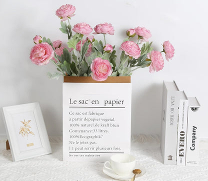 Pink Peonies Artificial Flowers 6pcs Pink Artificial Ranunculus Flowers18Heads Pink Silk Peonies with Stems Real Look for Spring Decorations Floral Arrangements Home Table Centerpiece