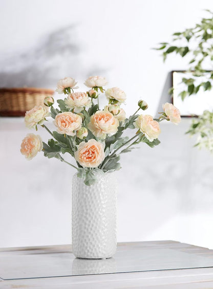 Pink Peonies Artificial Flowers 6pcs Pink Artificial Ranunculus Flowers18Heads Pink Silk Peonies with Stems Real Look for Spring Decorations Floral Arrangements Home Table Centerpiece
