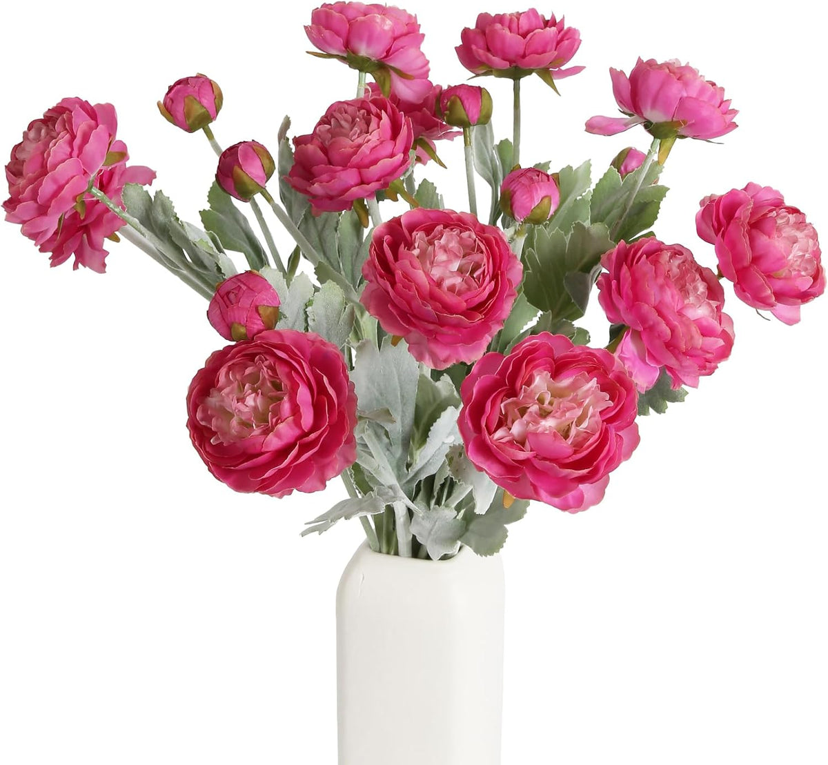 Pink Peonies Artificial Flowers 6pcs Pink Artificial Ranunculus Flowers18Heads Pink Silk Peonies with Stems Real Look for Spring Decorations Floral Arrangements Home Table Centerpiece
