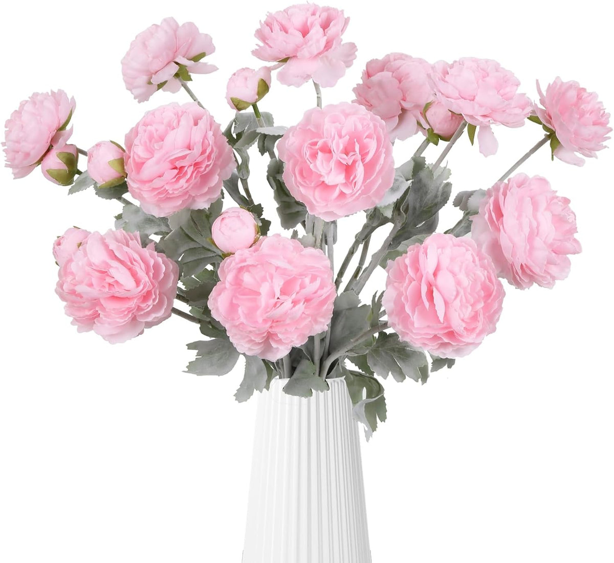 Pink Peonies Artificial Flowers 6pcs Pink Artificial Ranunculus Flowers18Heads Pink Silk Peonies with Stems Real Look for Spring Decorations Floral Arrangements Home Table Centerpiece