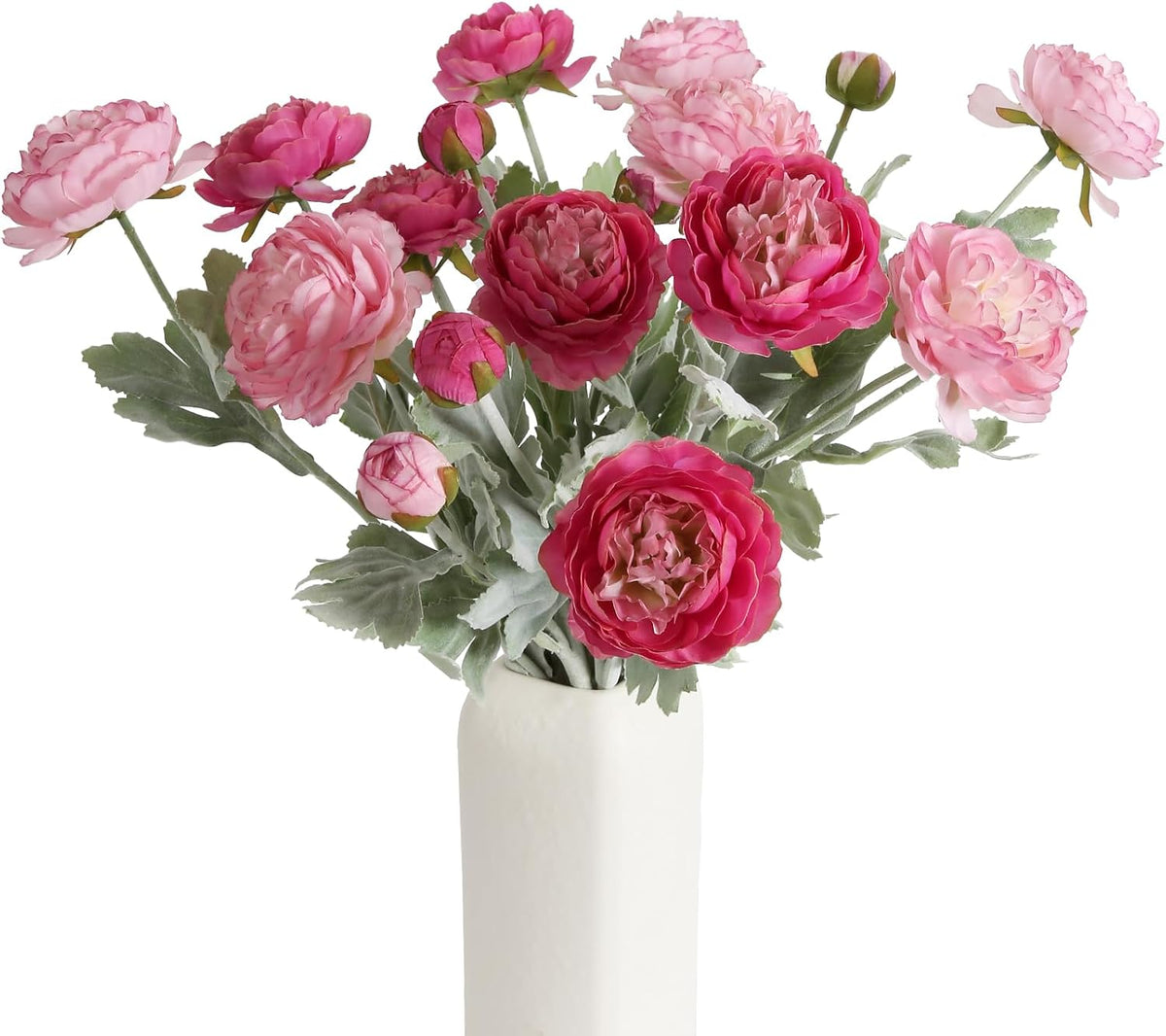 Pink Peonies Artificial Flowers 6pcs Pink Artificial Ranunculus Flowers18Heads Pink Silk Peonies with Stems Real Look for Spring Decorations Floral Arrangements Home Table Centerpiece