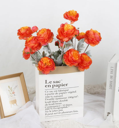 Pink Peonies Artificial Flowers 6pcs Pink Artificial Ranunculus Flowers18Heads Pink Silk Peonies with Stems Real Look for Spring Decorations Floral Arrangements Home Table Centerpiece