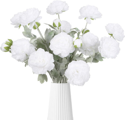 Pink Peonies Artificial Flowers 6pcs Pink Artificial Ranunculus Flowers18Heads Pink Silk Peonies with Stems Real Look for Spring Decorations Floral Arrangements Home Table Centerpiece