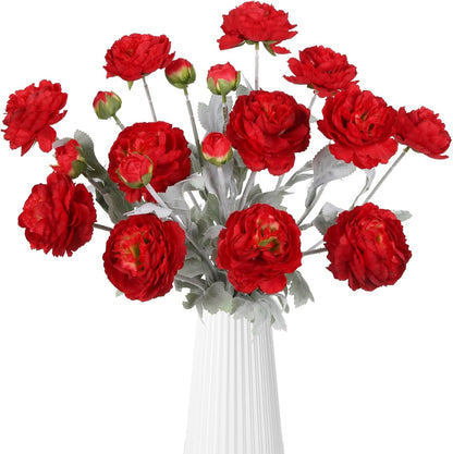 Pink Peonies Artificial Flowers 6pcs Pink Artificial Ranunculus Flowers18Heads Pink Silk Peonies with Stems Real Look for Spring Decorations Floral Arrangements Home Table Centerpiece