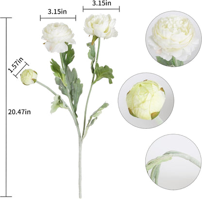 Pink Peonies Artificial Flowers 6pcs Pink Artificial Ranunculus Flowers18Heads Pink Silk Peonies with Stems Real Look for Spring Decorations Floral Arrangements Home Table Centerpiece