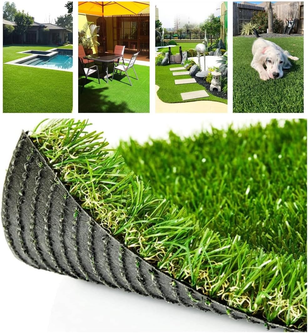 Deluxe Realistic Artificial Grass Turf 3.3FTX5FT, 70 oz Face Weight /Drainage Holes / Rubber Backing, Indoor Outdoor Pet Faux Synthetic Grass Astro Rug Carpet for Garden Backyard Patio Balcony