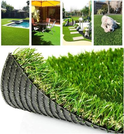 Deluxe Realistic Artificial Grass Turf 3.3FTX5FT, 70 oz Face Weight /Drainage Holes / Rubber Backing, Indoor Outdoor Pet Faux Synthetic Grass Astro Rug Carpet for Garden Backyard Patio Balcony