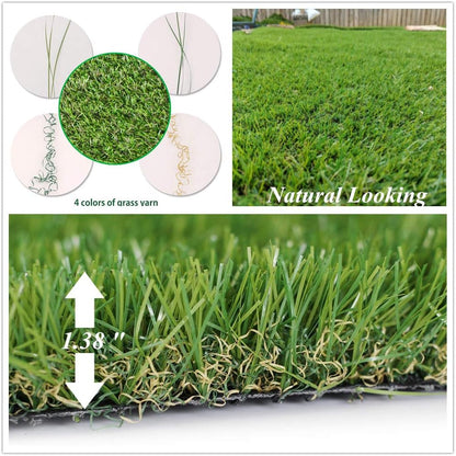 Deluxe Realistic Artificial Grass Turf 3.3FTX5FT, 70 oz Face Weight /Drainage Holes / Rubber Backing, Indoor Outdoor Pet Faux Synthetic Grass Astro Rug Carpet for Garden Backyard Patio Balcony