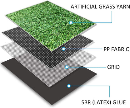 Deluxe Realistic Artificial Grass Turf 3.3FTX5FT, 70 oz Face Weight /Drainage Holes / Rubber Backing, Indoor Outdoor Pet Faux Synthetic Grass Astro Rug Carpet for Garden Backyard Patio Balcony
