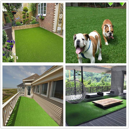 Deluxe Realistic Artificial Grass Turf 3.3FTX5FT, 70 oz Face Weight /Drainage Holes / Rubber Backing, Indoor Outdoor Pet Faux Synthetic Grass Astro Rug Carpet for Garden Backyard Patio Balcony