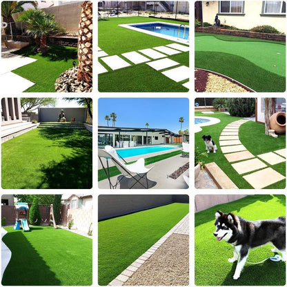 Deluxe Realistic Artificial Grass Turf 3.3FTX5FT, 70 oz Face Weight /Drainage Holes / Rubber Backing, Indoor Outdoor Pet Faux Synthetic Grass Astro Rug Carpet for Garden Backyard Patio Balcony
