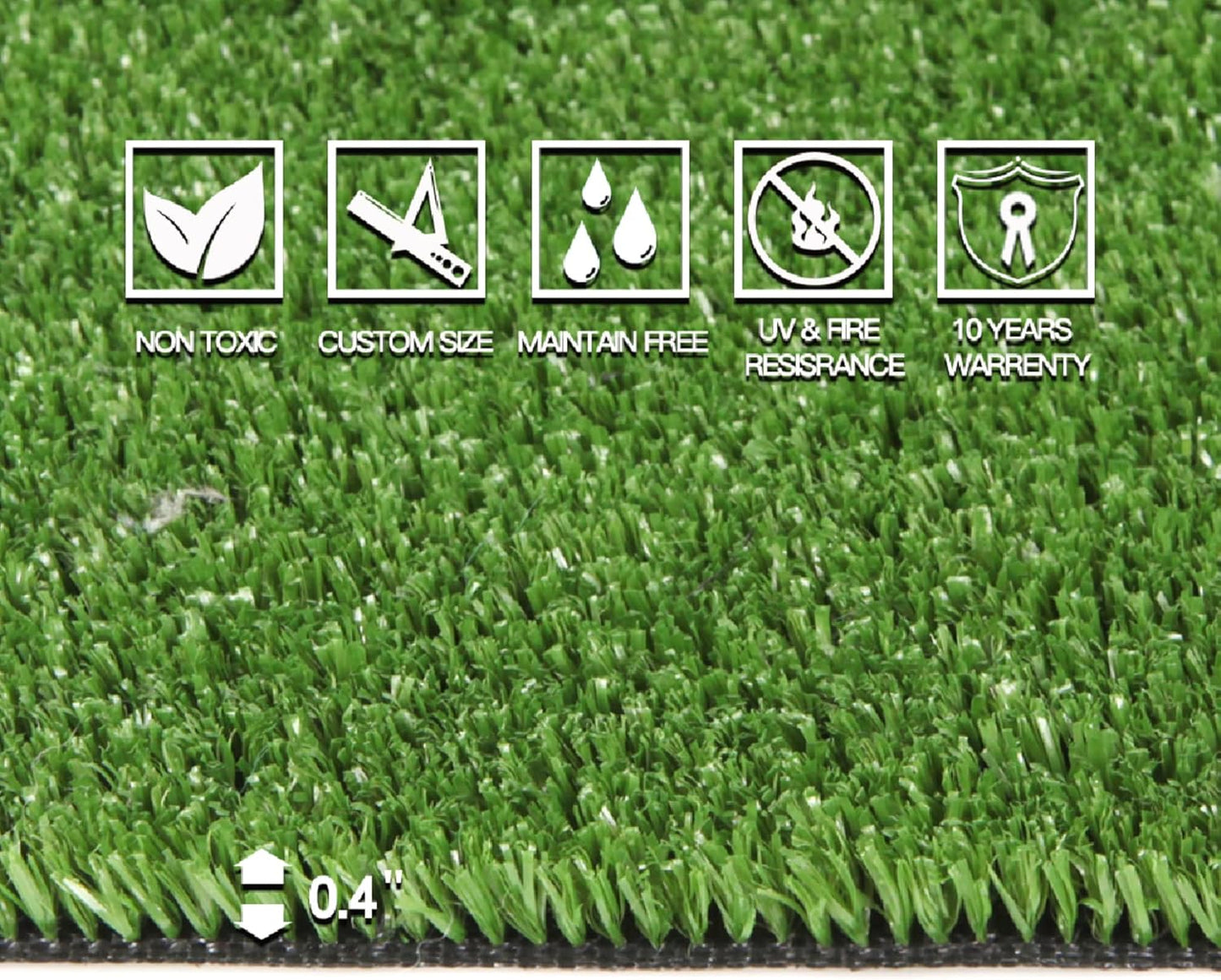 Artificial Grass Turf, 10ft x 10ft 0.4" Pile Height, Indoor Outdoor Fake Astroturf Rug Carpet Mat for Balcony Decor Backyard Patio Backdrop Fence Wall Decorations Dogs