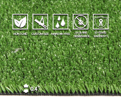 Artificial Grass Turf, 10ft x 10ft 0.4" Pile Height, Indoor Outdoor Fake Astroturf Rug Carpet Mat for Balcony Decor Backyard Patio Backdrop Fence Wall Decorations Dogs