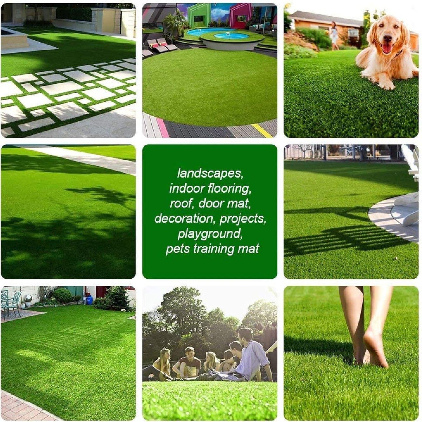 Artificial Grass Turf, 10ft x 10ft 0.4" Pile Height, Indoor Outdoor Fake Astroturf Rug Carpet Mat for Balcony Decor Backyard Patio Backdrop Fence Wall Decorations Dogs