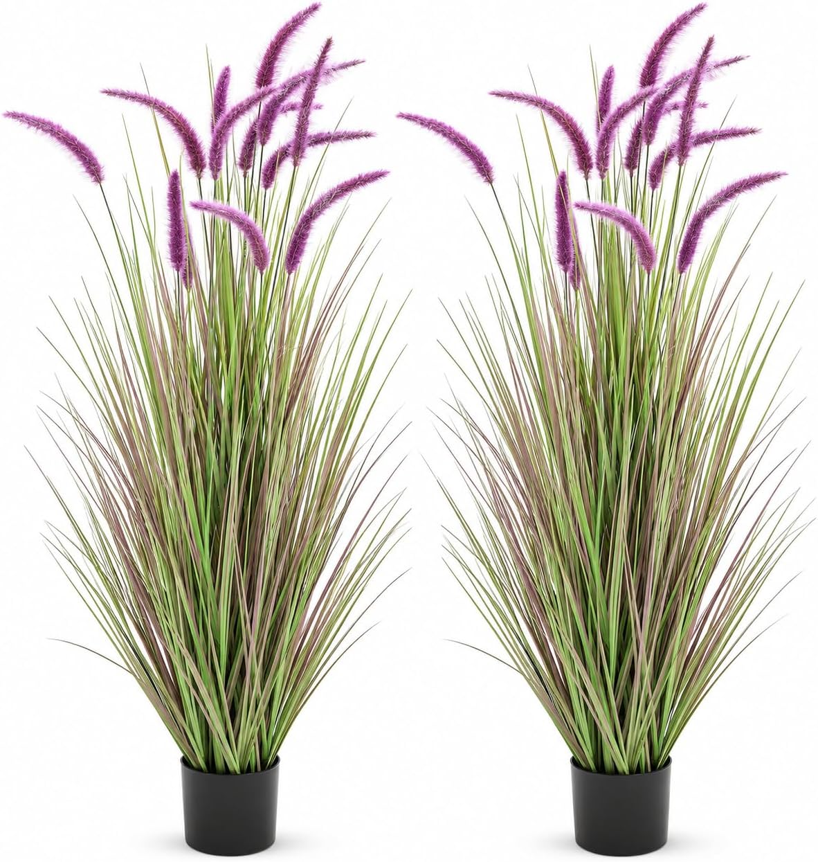 5FT 2-Pack Artificial Horsetail Grass, Faux Plants Indoor Outdoor, Purple