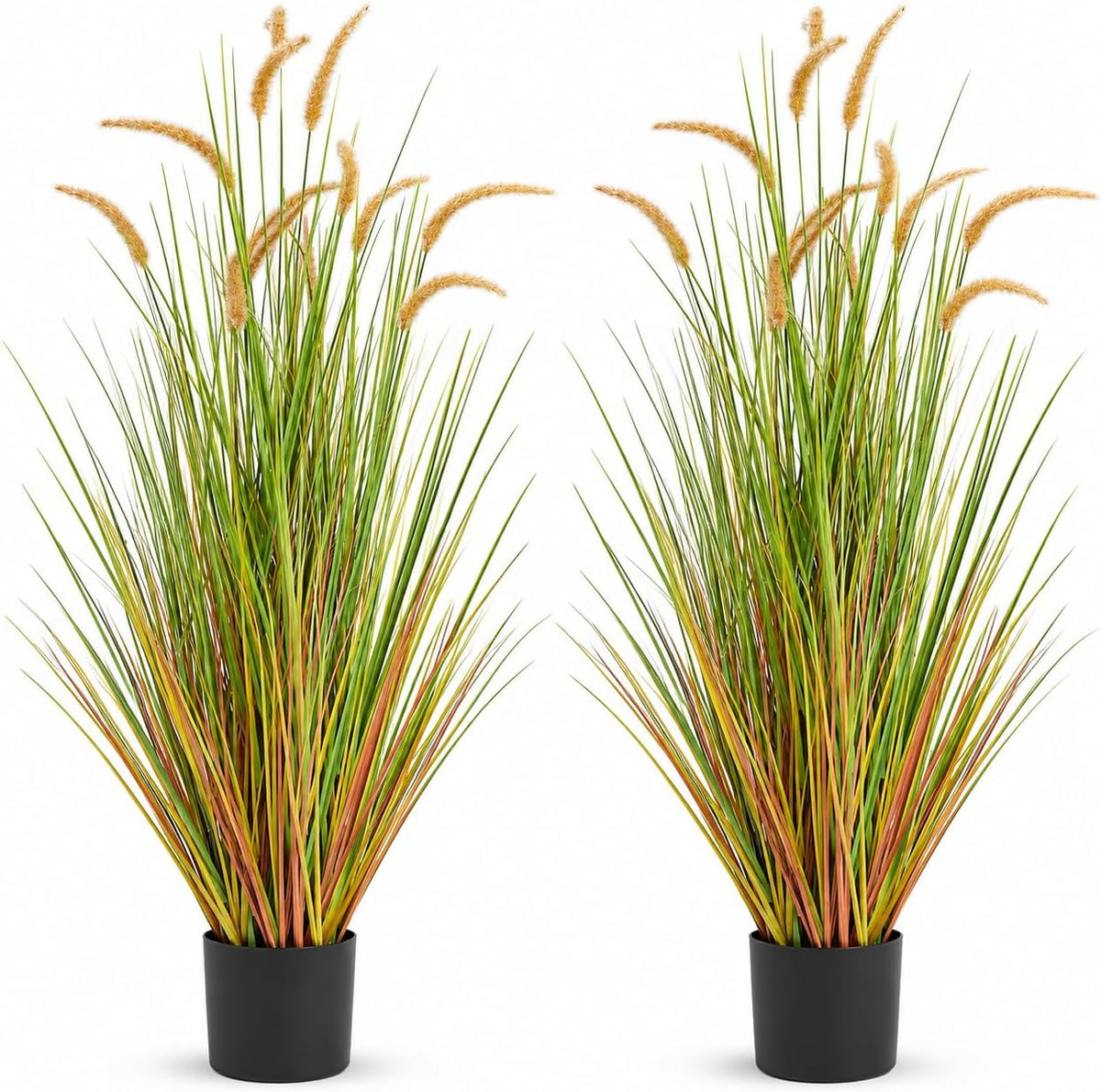 5FT 2-Pack Artificial Horsetail Grass, Faux Plants Indoor Outdoor, Purple