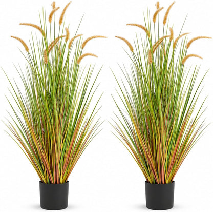 5FT 2-Pack Artificial Horsetail Grass, Faux Plants Indoor Outdoor, Purple