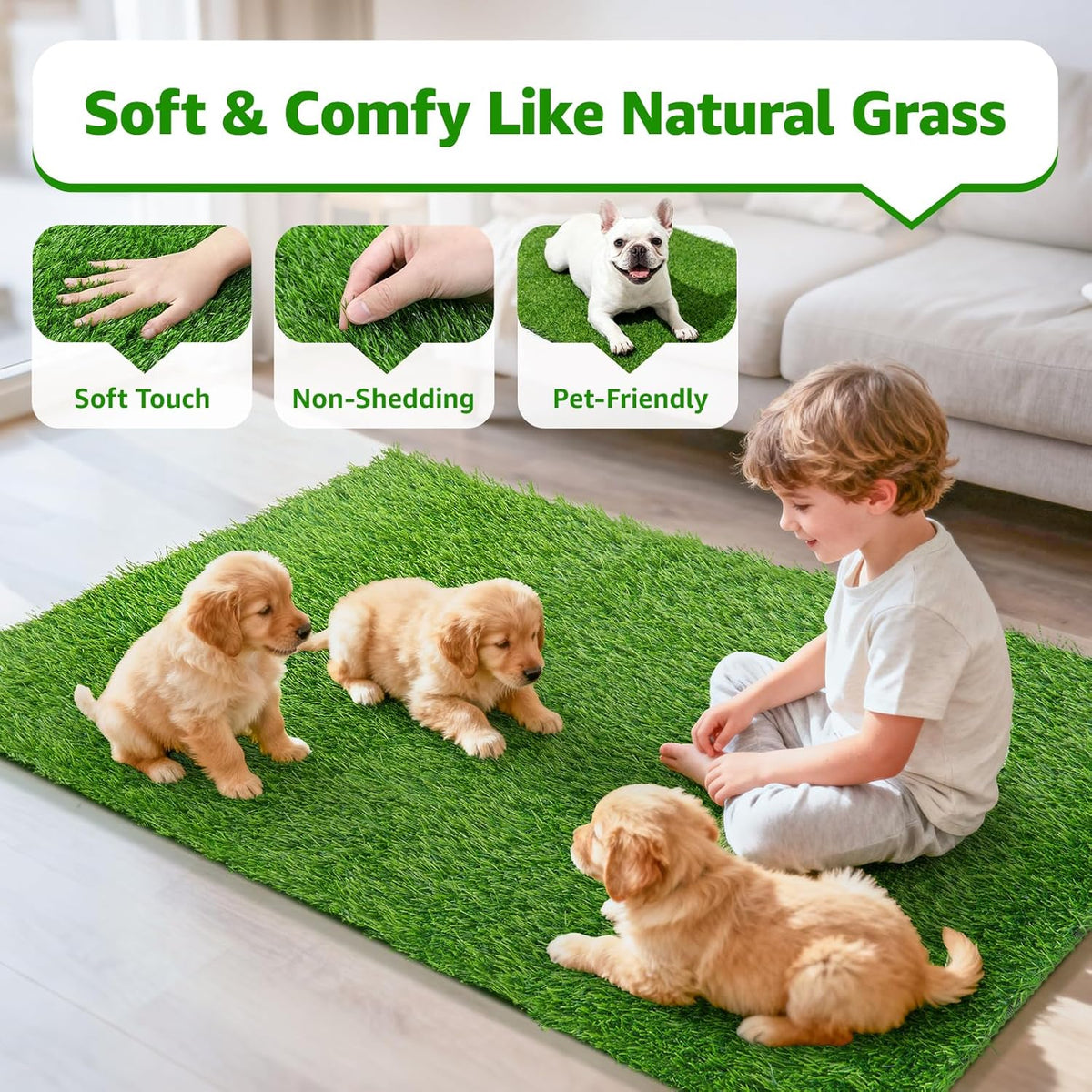 Artificial Turf Grass Indoor Outdoor: 3x5ft Fake Grass with Drainage Holes
