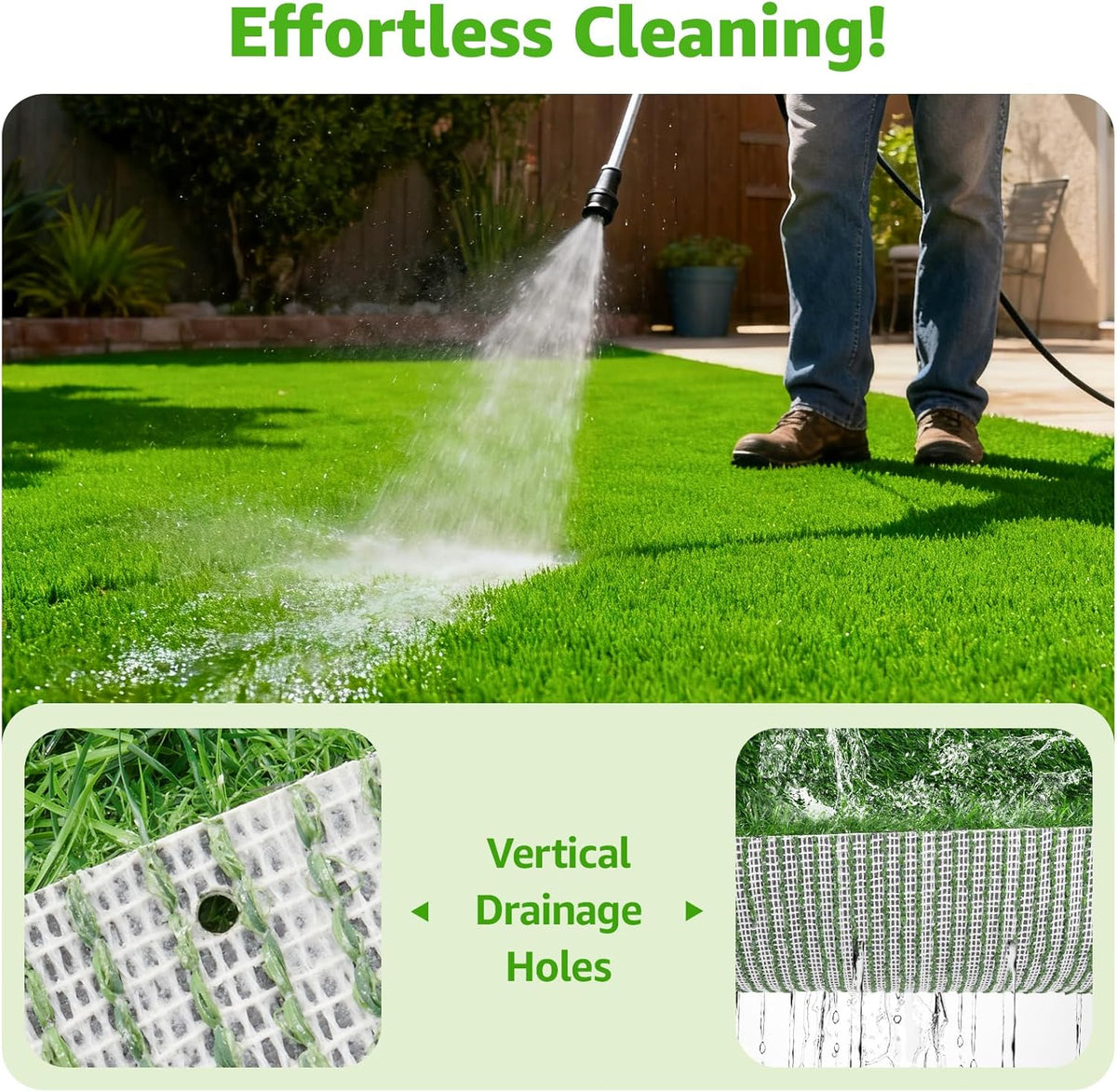 Artificial Turf Grass Indoor Outdoor: 3x5ft Fake Grass with Drainage Holes