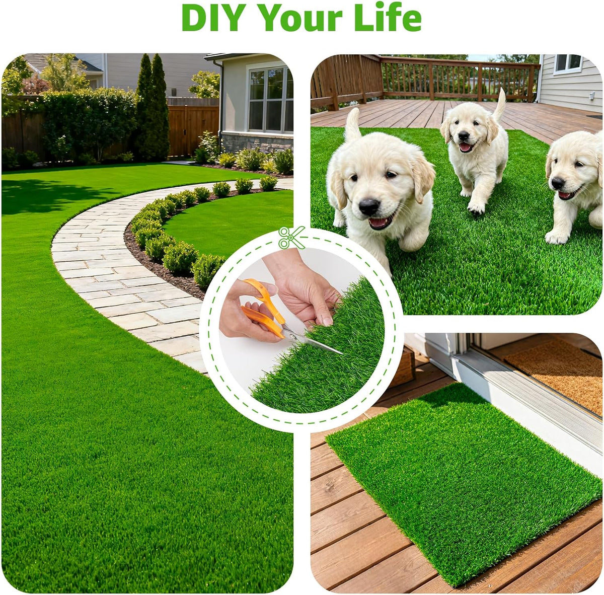 Artificial Turf Grass Indoor Outdoor: 3x5ft Fake Grass with Drainage Holes