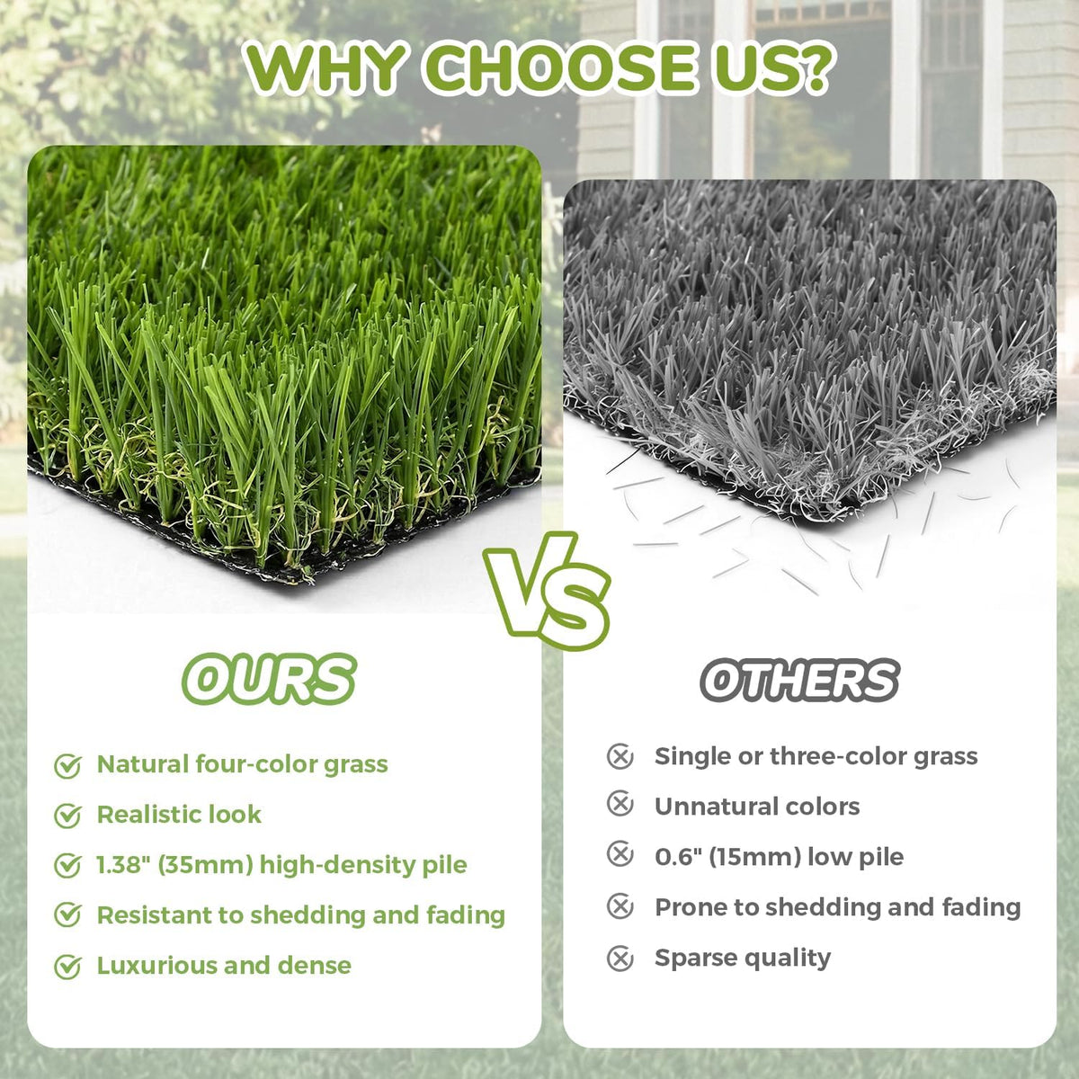 Artificial Grass Rug Indoor Outdoor 7 x 15FT Faux Grass with Drainage Holes