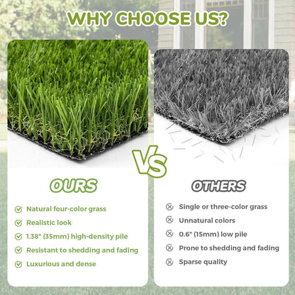 Artificial Grass Rug Indoor Outdoor 7 x 15FT Faux Grass with Drainage Holes