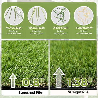 Artificial Grass Rug Indoor Outdoor 7 x 15FT Faux Grass with Drainage Holes