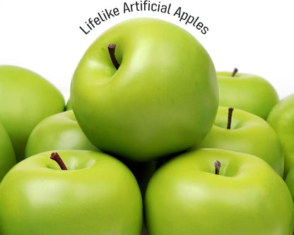 12PCS Fake Green Apples, 3" Lifelike Artificial Apples