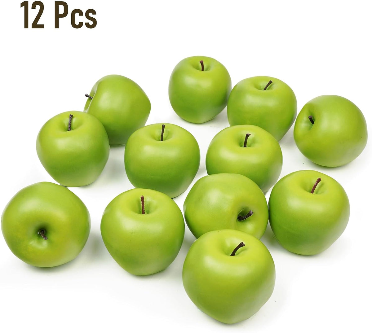 12PCS Fake Green Apples, 3" Lifelike Artificial Apples